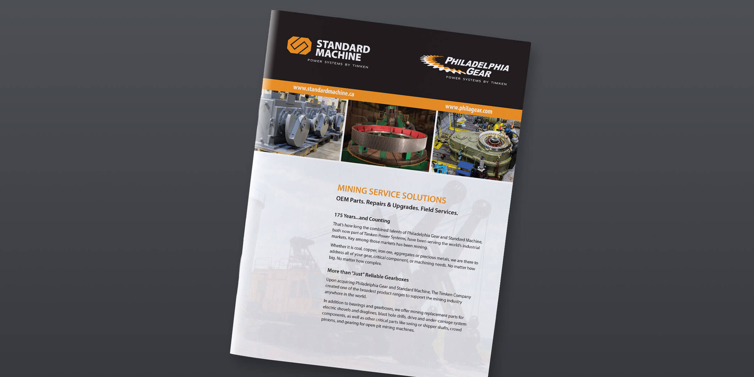 Mining service solutions brochure by Standard Machine and Philadelphia Gear